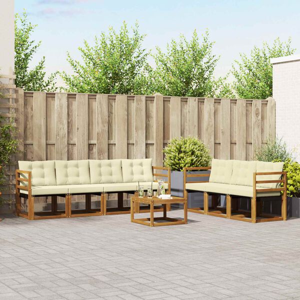vidaXL Conjunto de Sof&aacute;s para Exterior 8 pcs Natural e Creme