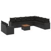 vidaXL 11 pcs conjunto sof&aacute;s de jardim c/ almofad&otilde;es vime PE preto