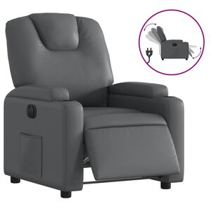 vidaXL Poltrona reclin&aacute;vel el&eacute;trica couro artificial cinzento