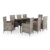 vidaXL 9 pcs conjunto de jantar para jardim com almofad&otilde;es cinza