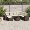 vidaXL 8 pcs conjunto sof&aacute;s de jardim c/ almofad&otilde;es vime PE castanho