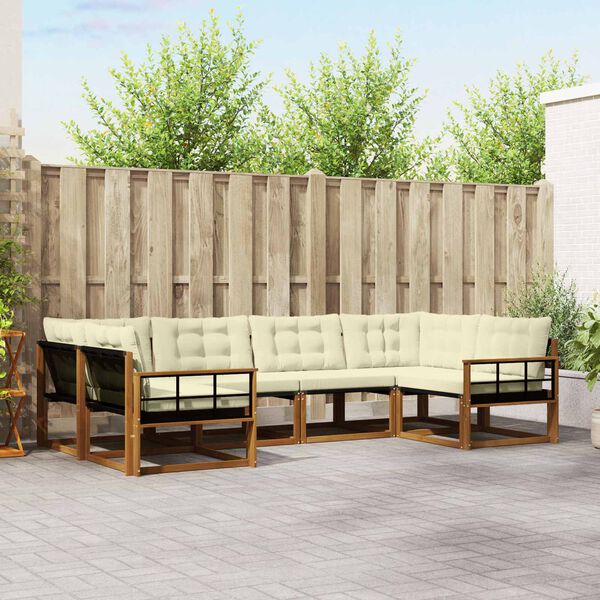 vidaXL Conjunto de Sof&aacute;s para Exterior 6 pcs Natural e Creme