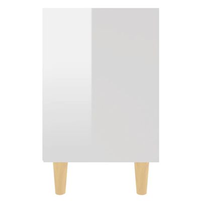 vidaXL Mesa de cabeceira pernas madeira 40x30x50 cm branco brilhante