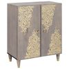 vidaXL Buffet Cinza e Ouro 60 x 33 x 75 cm Madeira de manga maci&ccedil;a