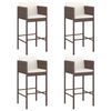 vidaXL Bancos de bar com almofad&otilde;es 4 pcs vime PE castanho