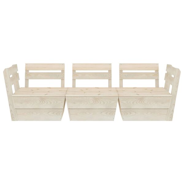 vidaXL Sofá de paletes 3 lugares p/ jardim madeira de abeto impregnada