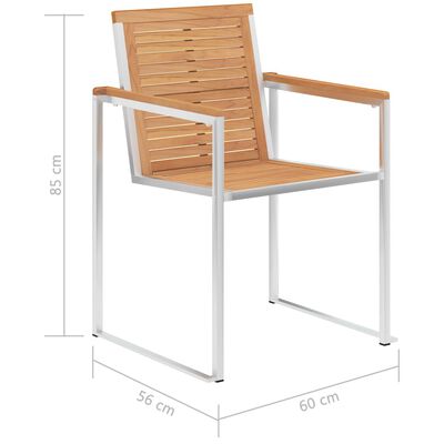 vidaXL Cadeiras de jardim 2 pcs madeira teca maciça e aço inoxidável