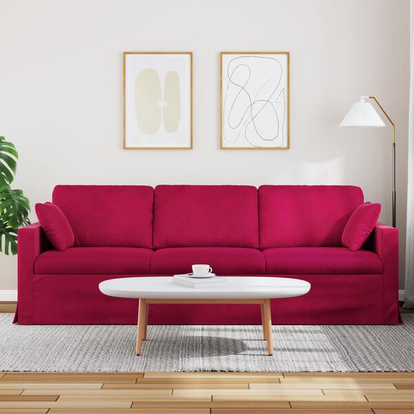 vidaXL Sof&aacute; Vinho Vermelho 228 x 78 x 80 cm Veludo