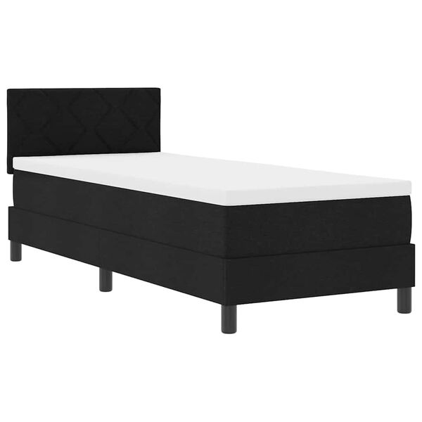 vidaXL Cama Box com colch&atilde;o com cabeceira Preto 80 x 200 cm tecido