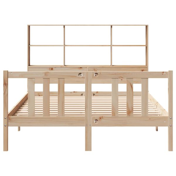 vidaXL Cama com estante sem colch&atilde;o 120x200 cm pinho maci&ccedil;o