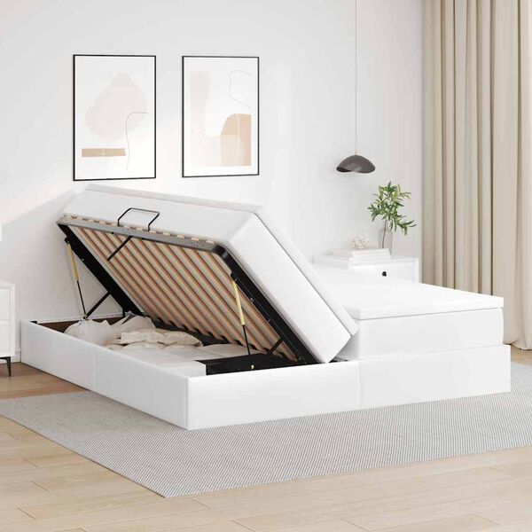 vidaXL Cama com arruma&ccedil;&atilde;o e colch&atilde;o com colch&atilde;o Branco 180 x 200 cm