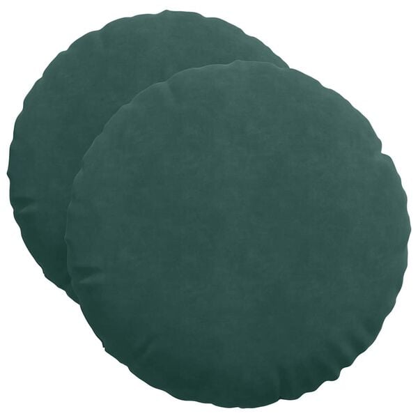 vidaXL Almofadas de Assento 2 pcs Verde Escuro &Oslash; 40 x 13 cm Veludo