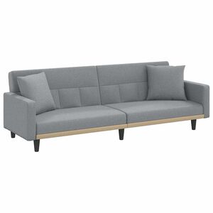 vidaXL Sof&aacute;-cama com almofad&otilde;es tecido cinzento-claro