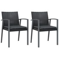vidaXL Cadeiras jardim c/ almofadões 2 pcs 56,5x57x83 cm vime PE preto