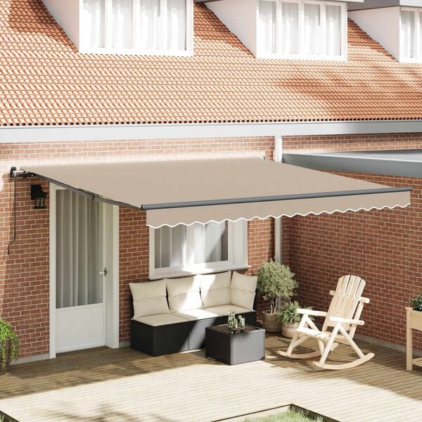 vidaXL Toldo Retr&aacute;til Manual Bege 400 &times; 300 cm Poli&eacute;ster e A&ccedil;o