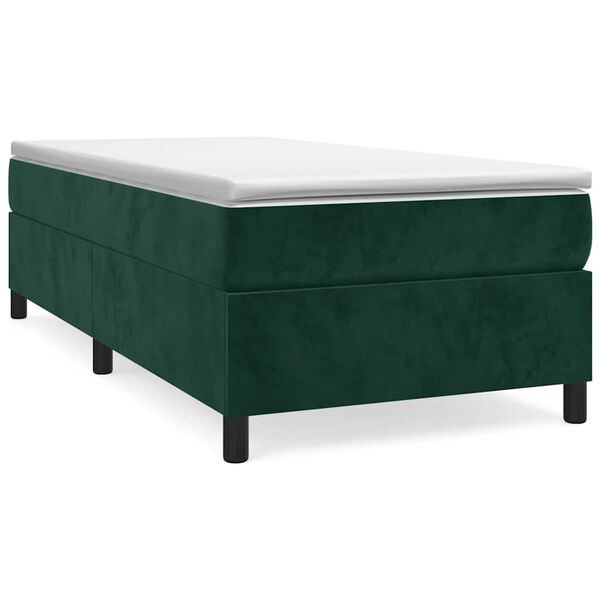 vidaXL Estrutura de cama com molas 90x190 cm veludo verde-escuro