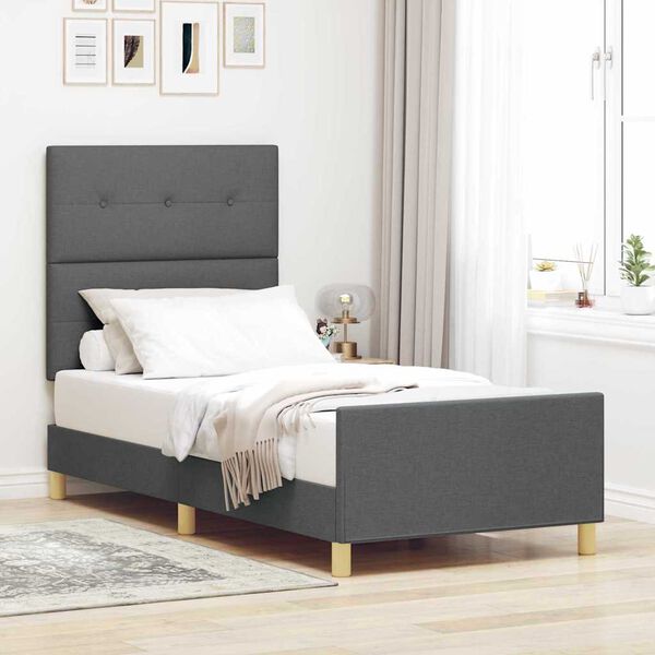 vidaXL Estrutura da Cama Cinzento escuro 90 x 200 cm tecido