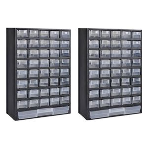 vidaXL Caixa para arruma&ccedil;&atilde;o ferramentas c/ 41 gavetas 2 pcs pl&aacute;stico