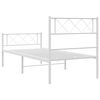 vidaXL Estrutura de cama com cabeceira e p&eacute;s 90x200 cm metal branco
