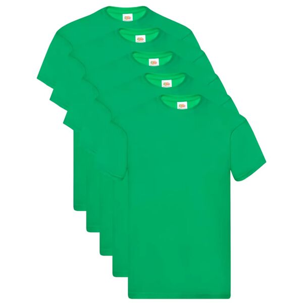 Fruit of the Loom T-shirts originais 5 pcs algod&atilde;o M verde