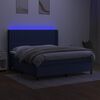 vidaXL Cama box spring c/ colch&atilde;o e LED 180x200 cm tecido azul