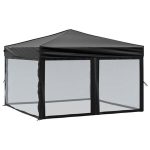 vidaXL Tenda para festas dobr&aacute;vel com paredes laterais 3x3 m preto