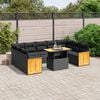 vidaXL 10 pcs conjunto sof&aacute;s de jardim c/ almofad&otilde;es vime PE preto
