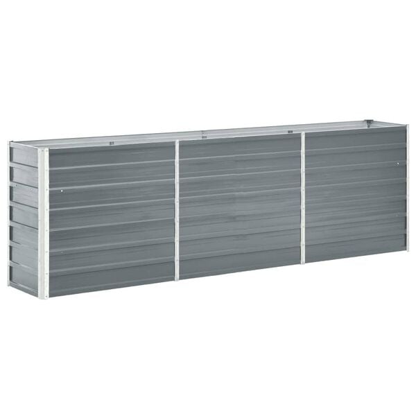 vidaXL Canteiro elevado de jardim a&ccedil;o galvanizado 240x40x77cm cinzento