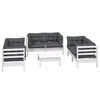 vidaXL 7 pcs conjunto lounge de jardim c/ almofadões pinho maciço