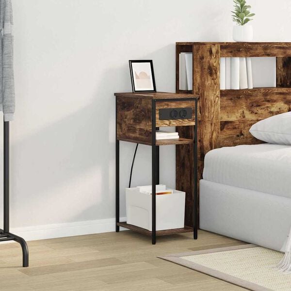 vidaXL Arm&aacute;rio de Cabeceira Carvalho Defumado 41 x 28 x 76 cm