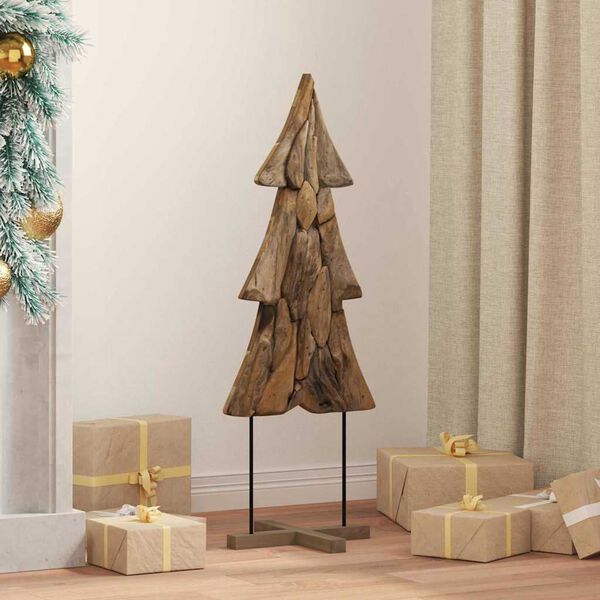 vidaXL &Aacute;rvore de Natal Castanho 90 cm Madeira de teca maci&ccedil;a