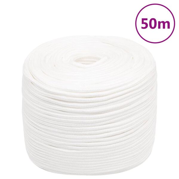 vidaXL Corda de barco 10 mm 50 m polipropileno branco completo