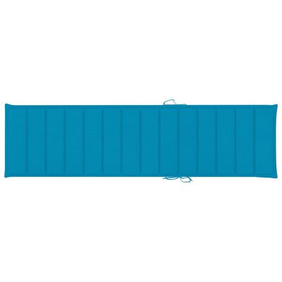 vidaXL Espreguiçadeiras 2 pcs com almofadão azul teca maciça