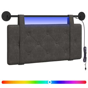 vidaXL Cabeceira suspensa Com luz LED Preto PU Antigo