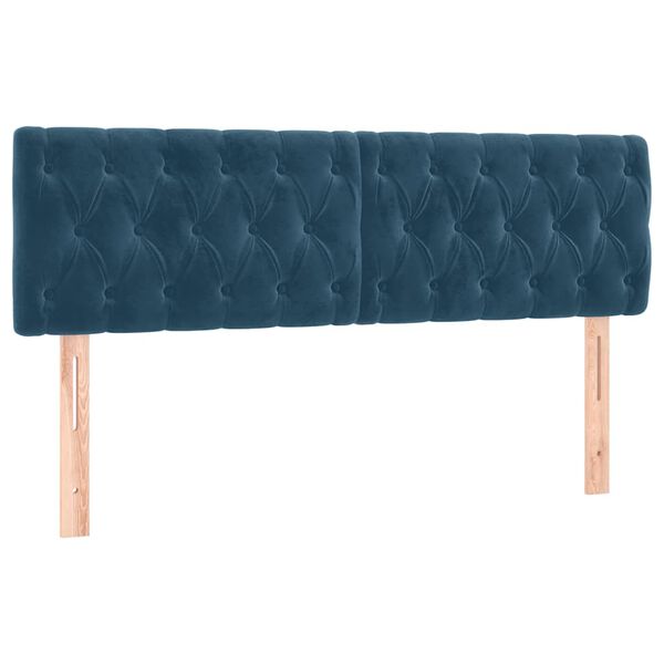 vidaXL Cabeceiras azul-escuro 144x7x78/88 cm veludo