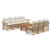 vidaXL Conjunto de Sof&aacute; de Jardim 8 unid. Natural e Branco Creme
