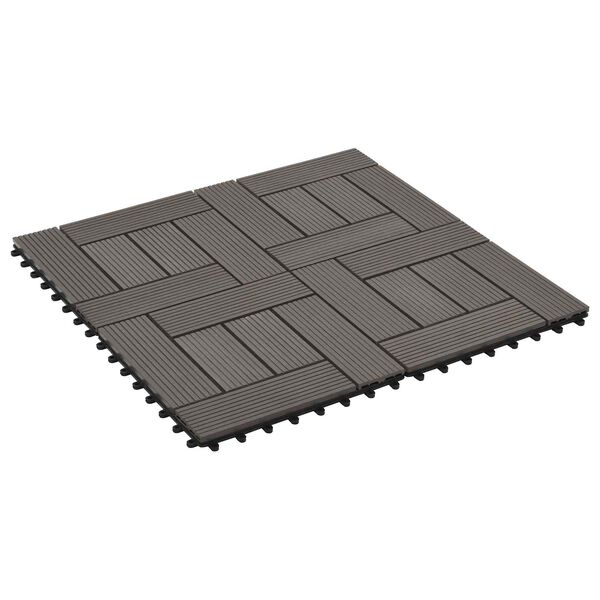 vidaXL Telha de Deck 11 pcs Marrom Escuro 30 x 30 cm WPC