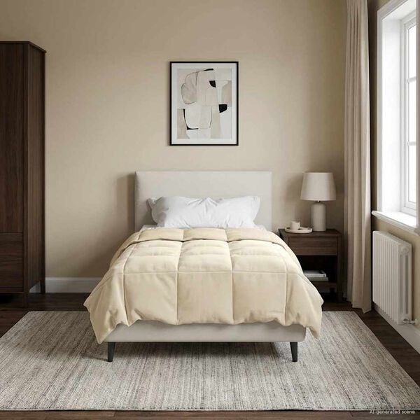 vidaXL Duvet de Ano Inteiro Colchonete Creme 140 x 200 cm Microfibra