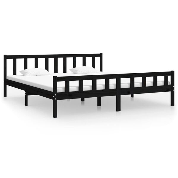 vidaXL Estrutura de cama 160x200 cm madeira maciça preto