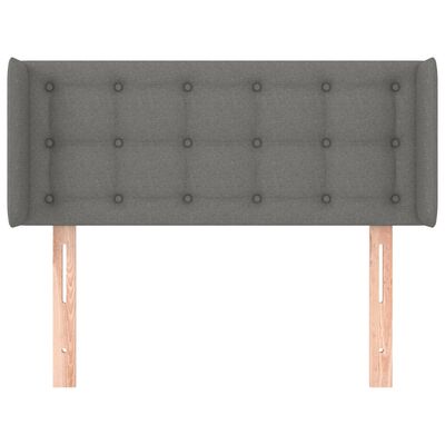 vidaXL Cabeceira de cama c/ abas tecido 93x16x78/88 cm cinzento-escuro