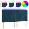 vidaXL Cabeceira cama c/ luzes LED veludo 200x5x118/128cm azul-escuro