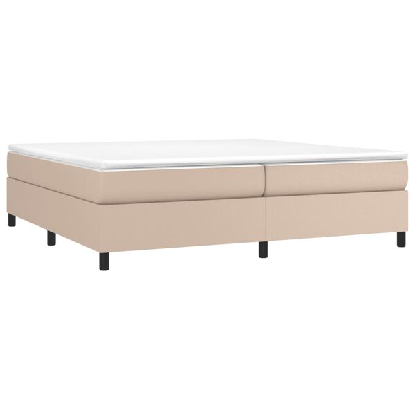 vidaXL Cama com molas/colch&atilde;o 200x200 cm couro artificial cappuccino