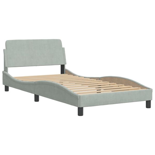 vidaXL Estrutura de cama sem colchão 100x200 cm veludo cinzento-claro