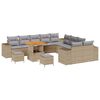vidaXL Conjunto de Sof&aacute; de Jardim 13 unid. Bege e Cinza Claro vime PE