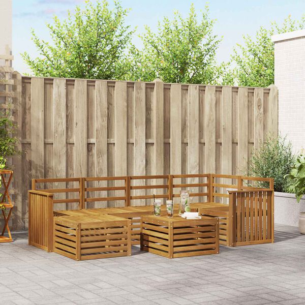 vidaXL Conjuntos de sof&aacute;s Natural Madeira S&oacute;lida de Ac&aacute;cia