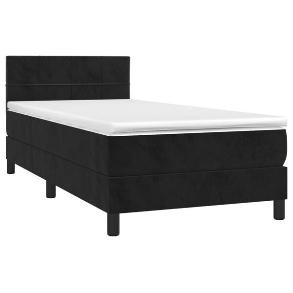 vidaXL Cama com molas/colch&atilde;o 90x200 cm veludo preto