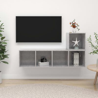 vidaXL 2 pcs conjunto de móveis de TV contraplacado cinzento cimento