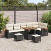 vidaXL Conjunto de Sof&aacute; de Jardim com almofada 9 pcs Preto e Creme