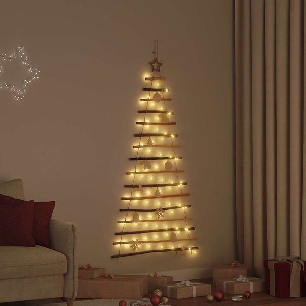 vidaXL &Aacute;rvore de Natal com 80 LEDs Natural 150 cm freixo maci&ccedil;o