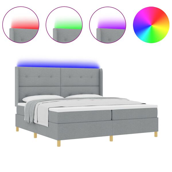 vidaXL Cama Box com colch&atilde;o Cinzento-claro 140 x 200 cm tecido